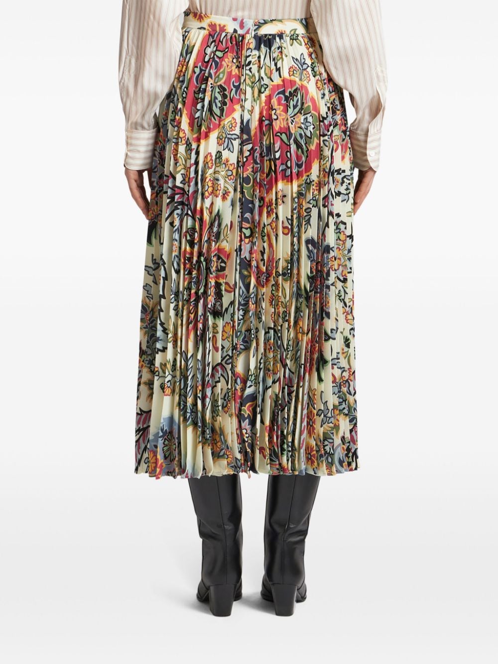 ETRO Printed Midi Skirt with Pleats - Women’s Fashion