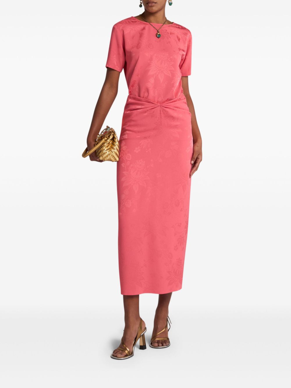 ETRO Long Coral Skirt with Leaf Print for Women