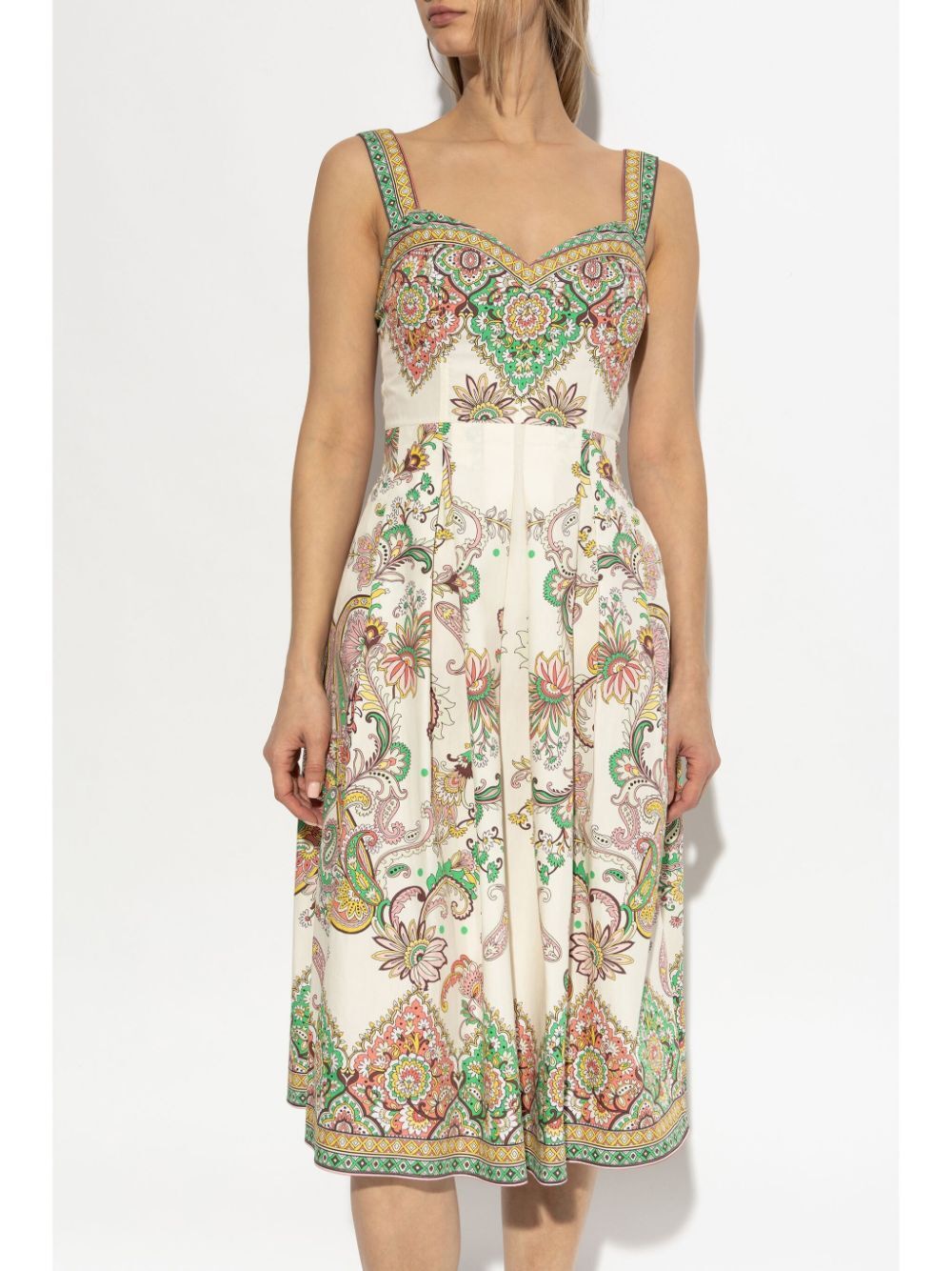 ETRO Sweetheart Neck Floral Print Midi Dress
