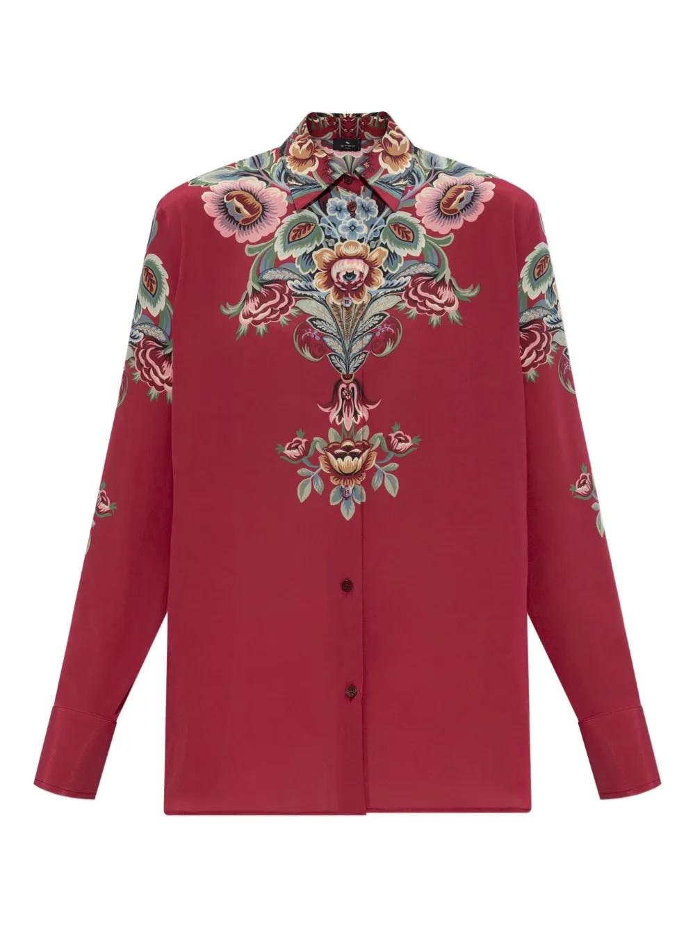 ETRO Floral Print Silk Shirt - Long Sleeves - Women's