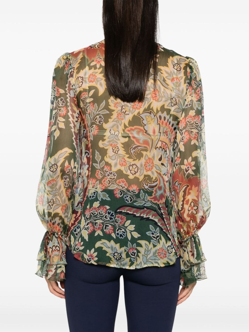 ETRO Printed Silk Shirt with Ruffle Collar