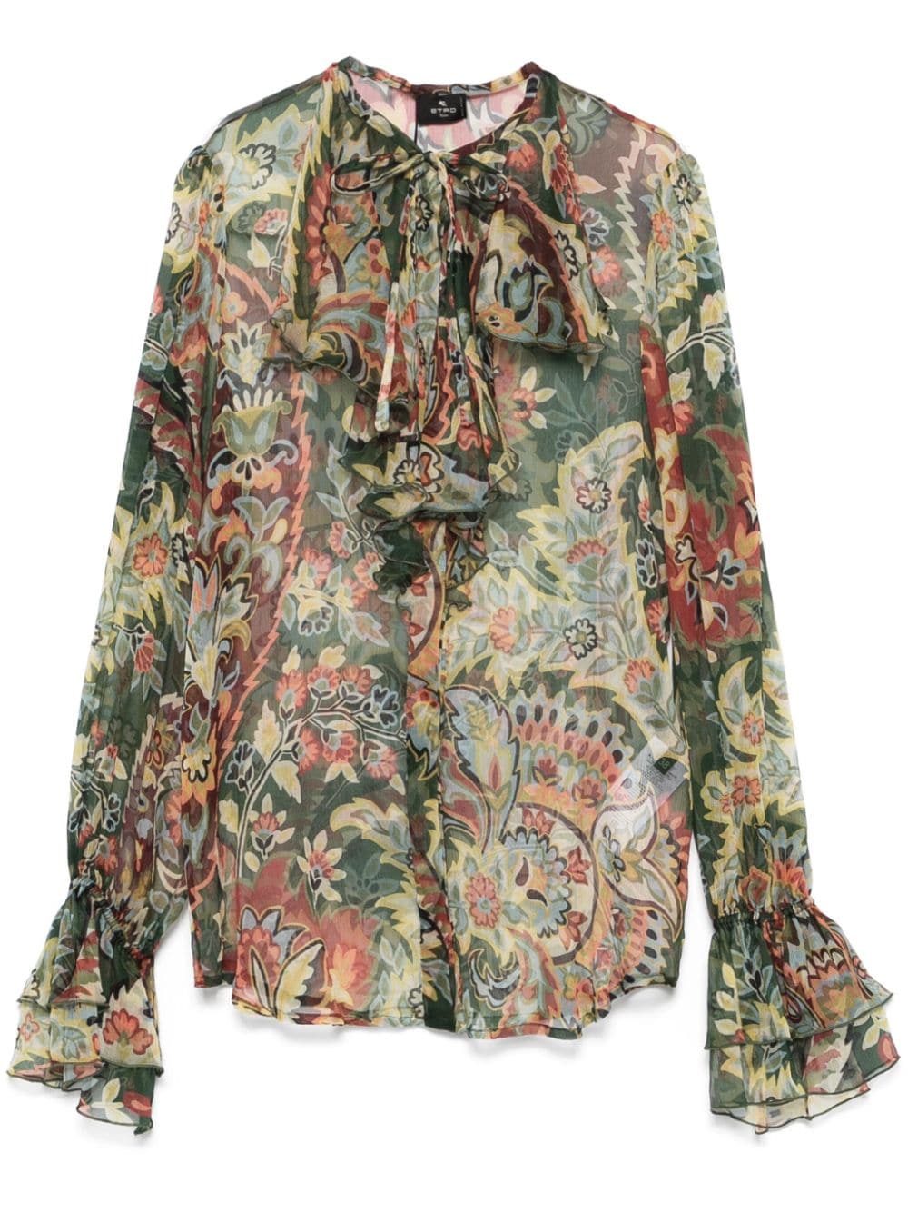 ETRO Printed Silk Shirt with Ruffle Collar