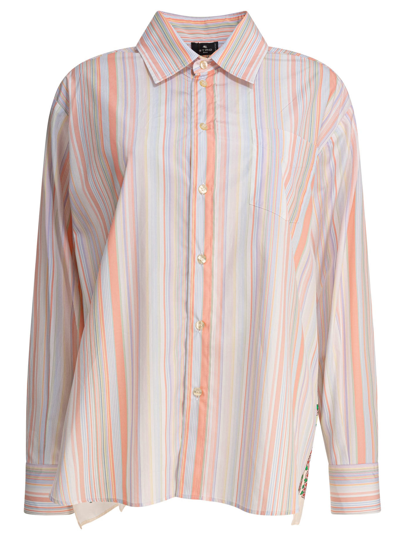 ETRO Oversized Striped Shirt with Floral Back Panel