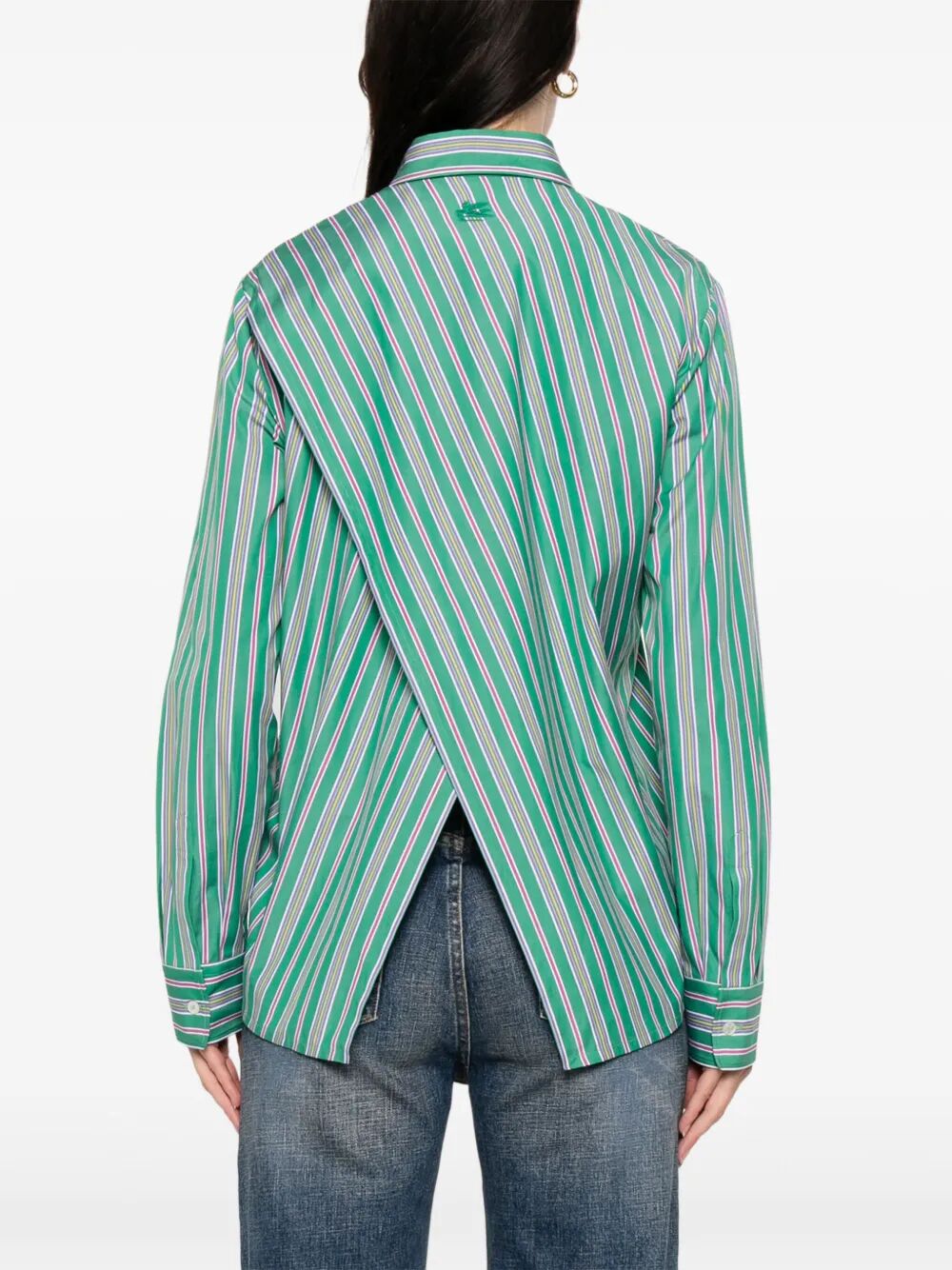 ETRO Back Slit Striped Cotton Shirt