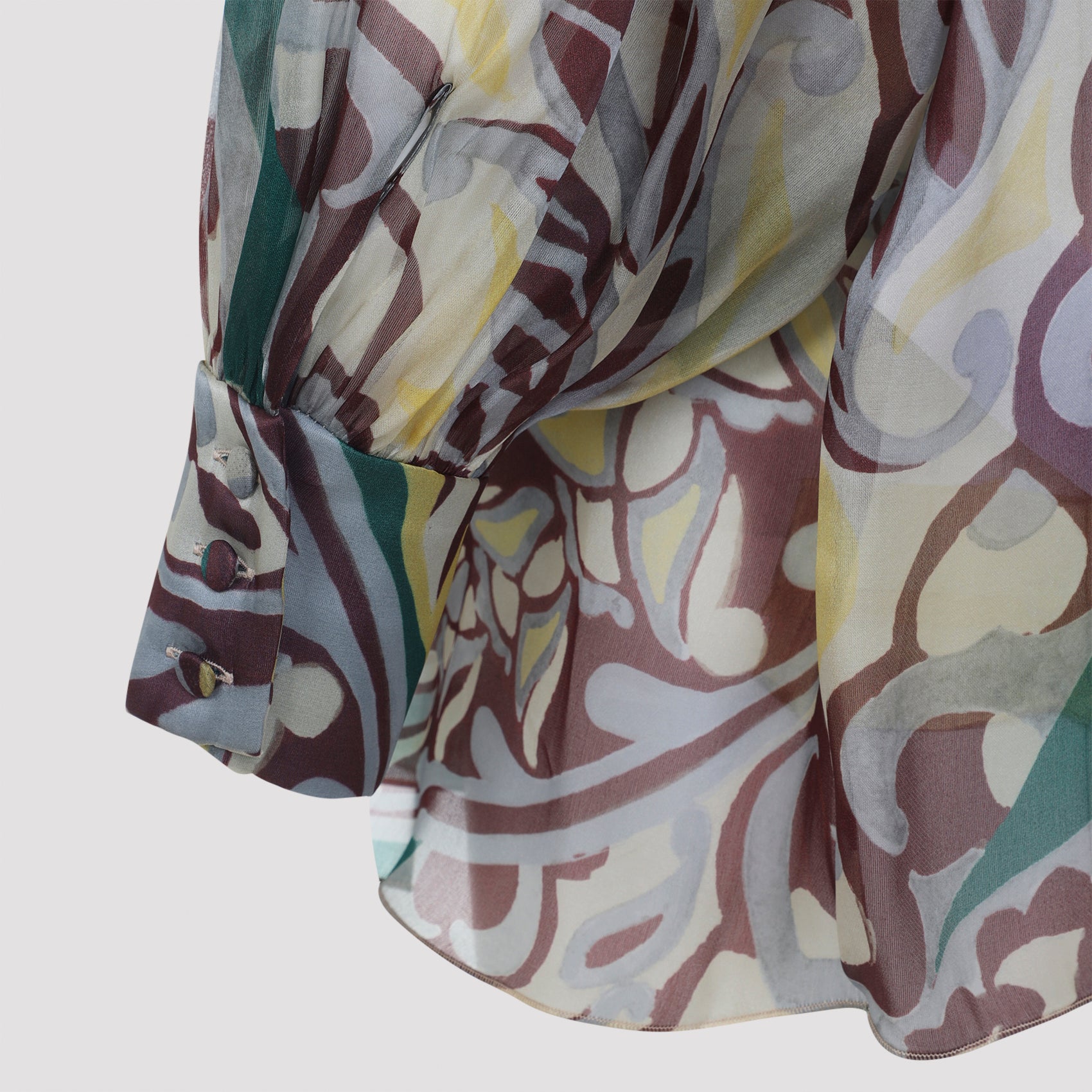 ETRO Silk Ruched Top with Stand-Up Collar - FW25