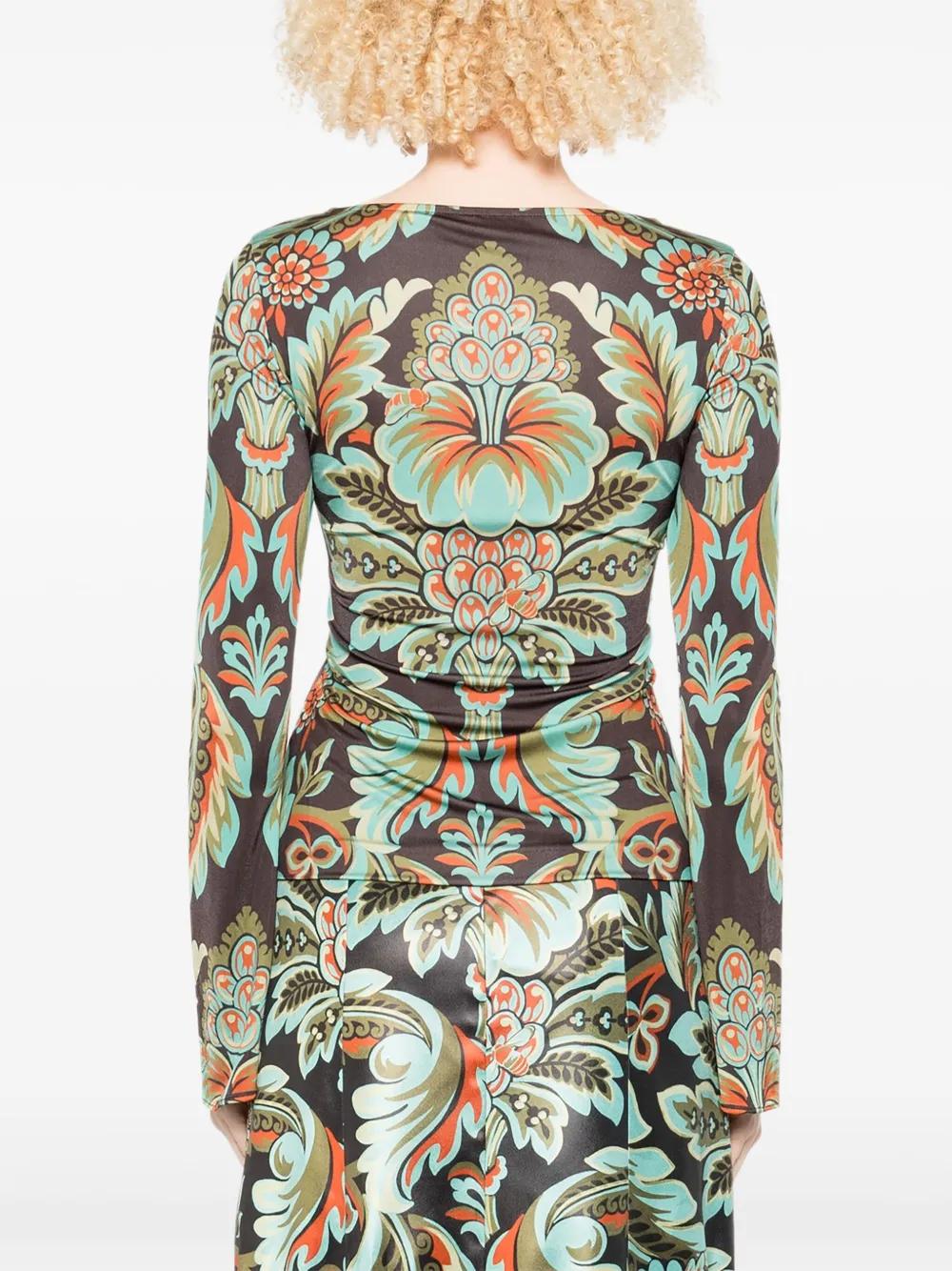 ETRO Floral Print Bell Sleeve T-Shirt