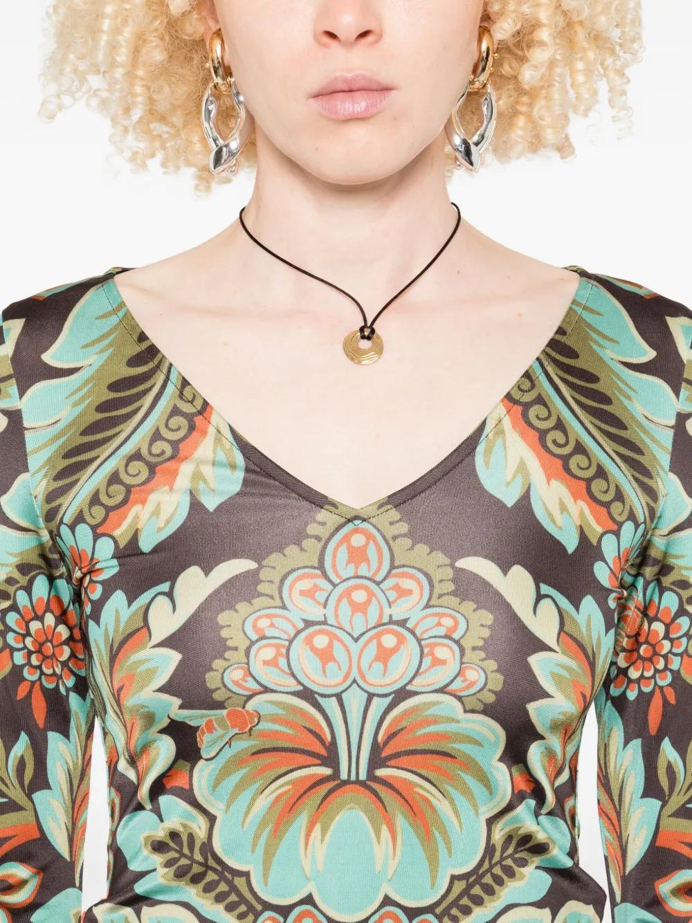 ETRO Floral Print Bell Sleeve T-Shirt