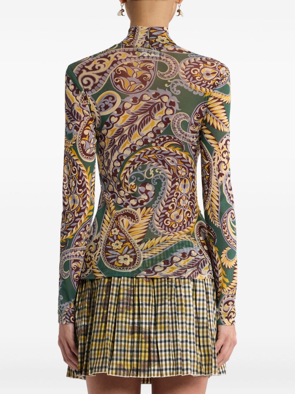 ETRO Fitted Paisley-Print Turtleneck Top