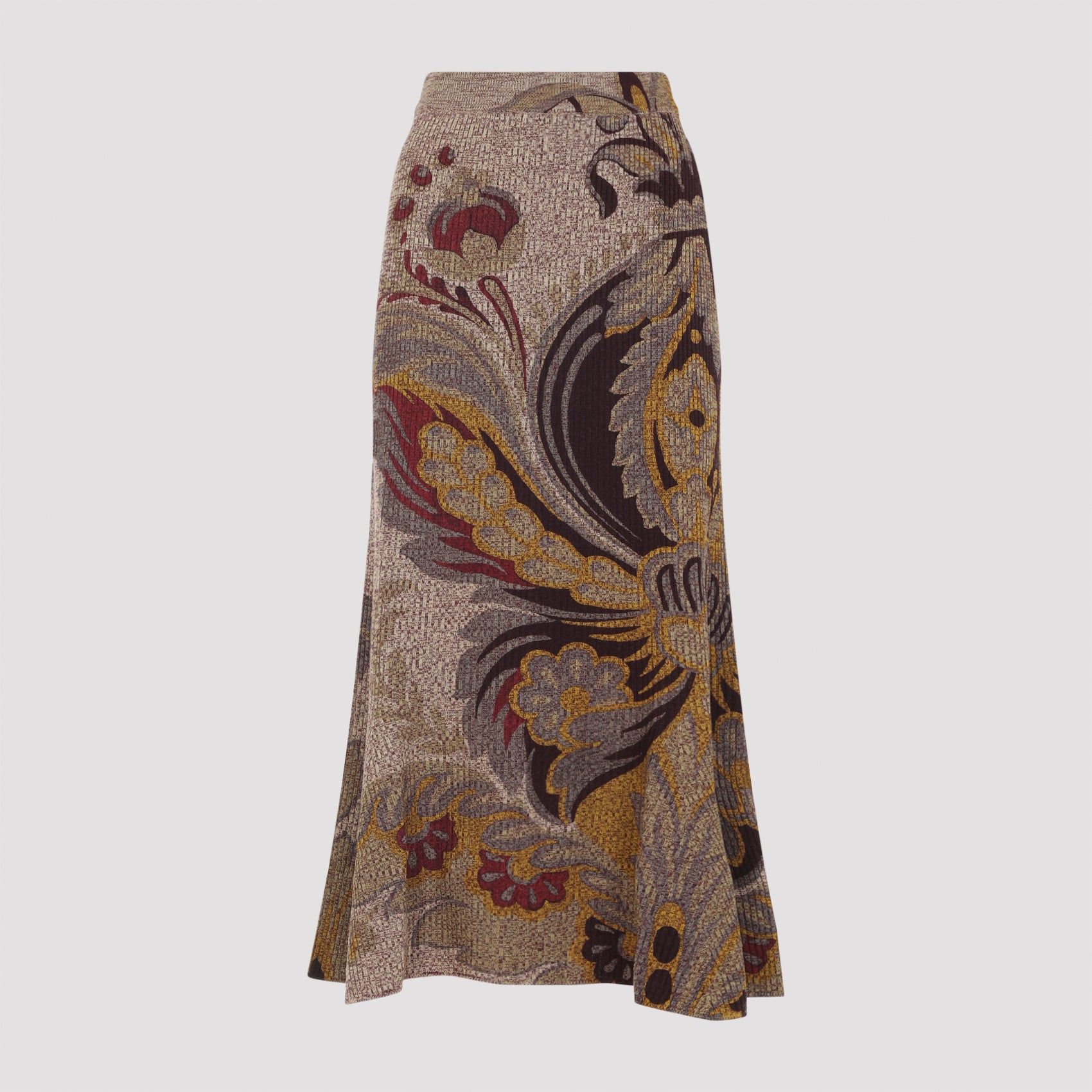 ETRO Floral-Print Ribbed Midi Skirt