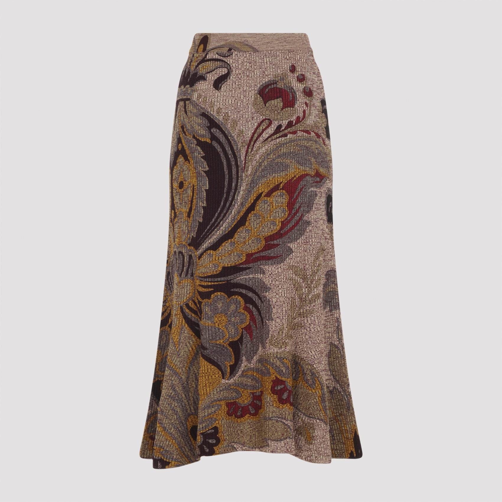 ETRO Floral-Print Ribbed Midi Skirt