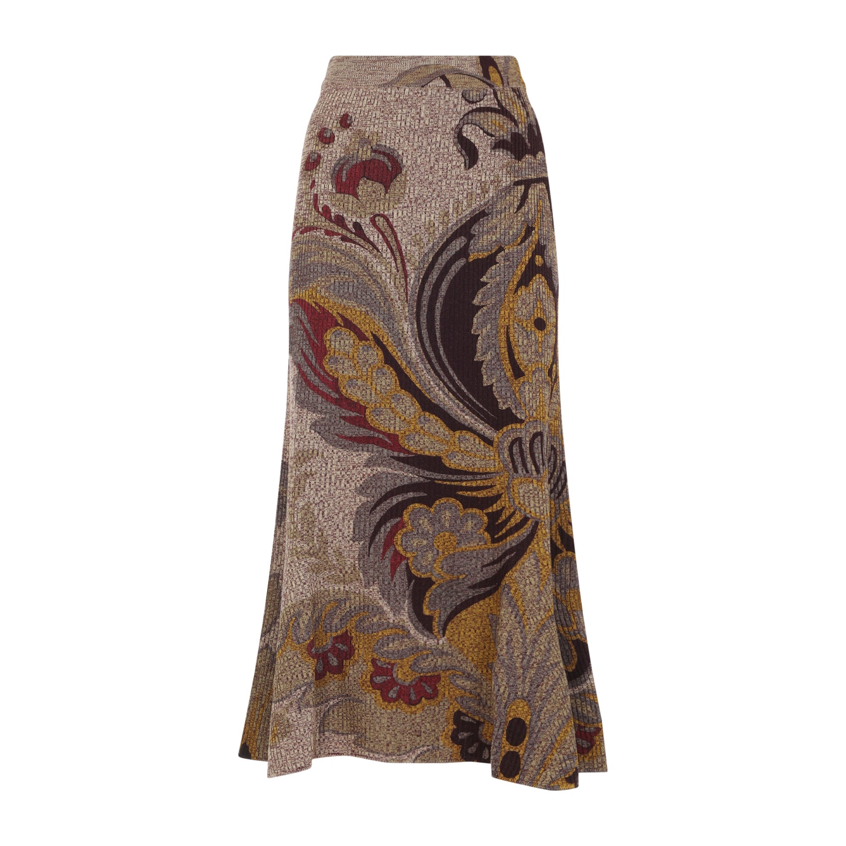 ETRO Floral-Print Ribbed Midi Skirt