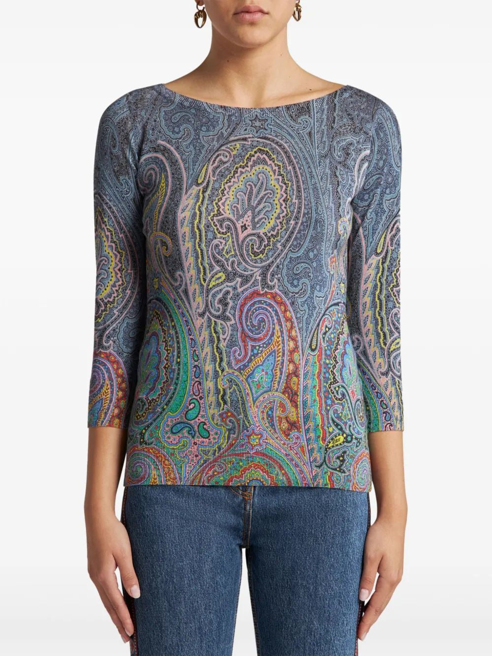 ETRO Paisley Print Fine Knit Sweater