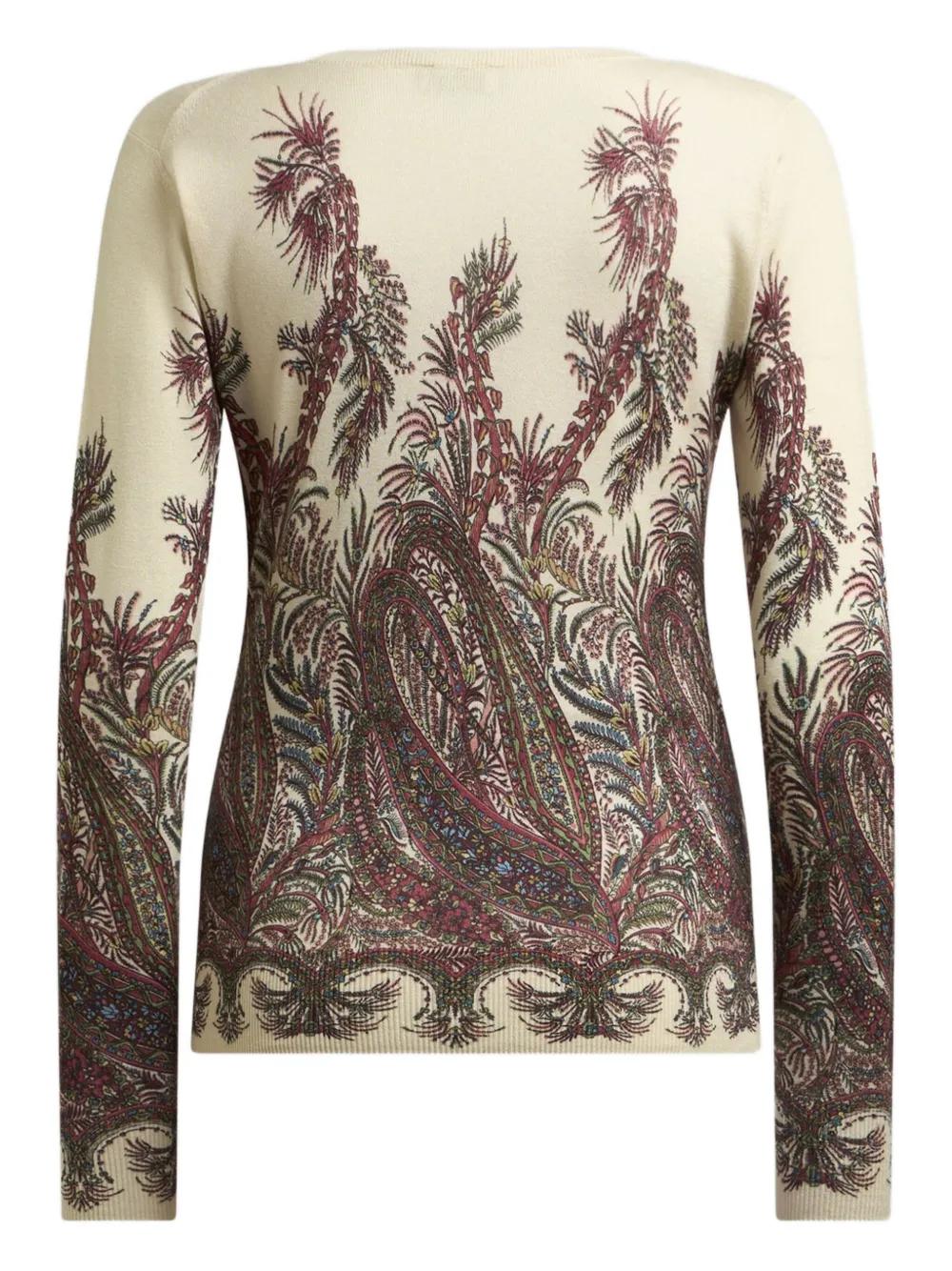 ETRO Paisley Print V Neck Sweater