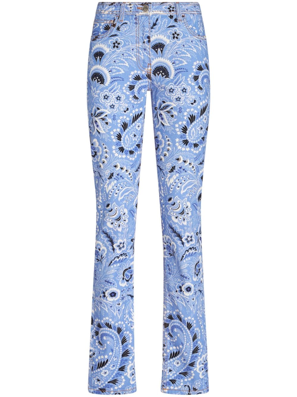 ETRO Printed Denim Bandana Pants - Mid-Rise Skinny Cut