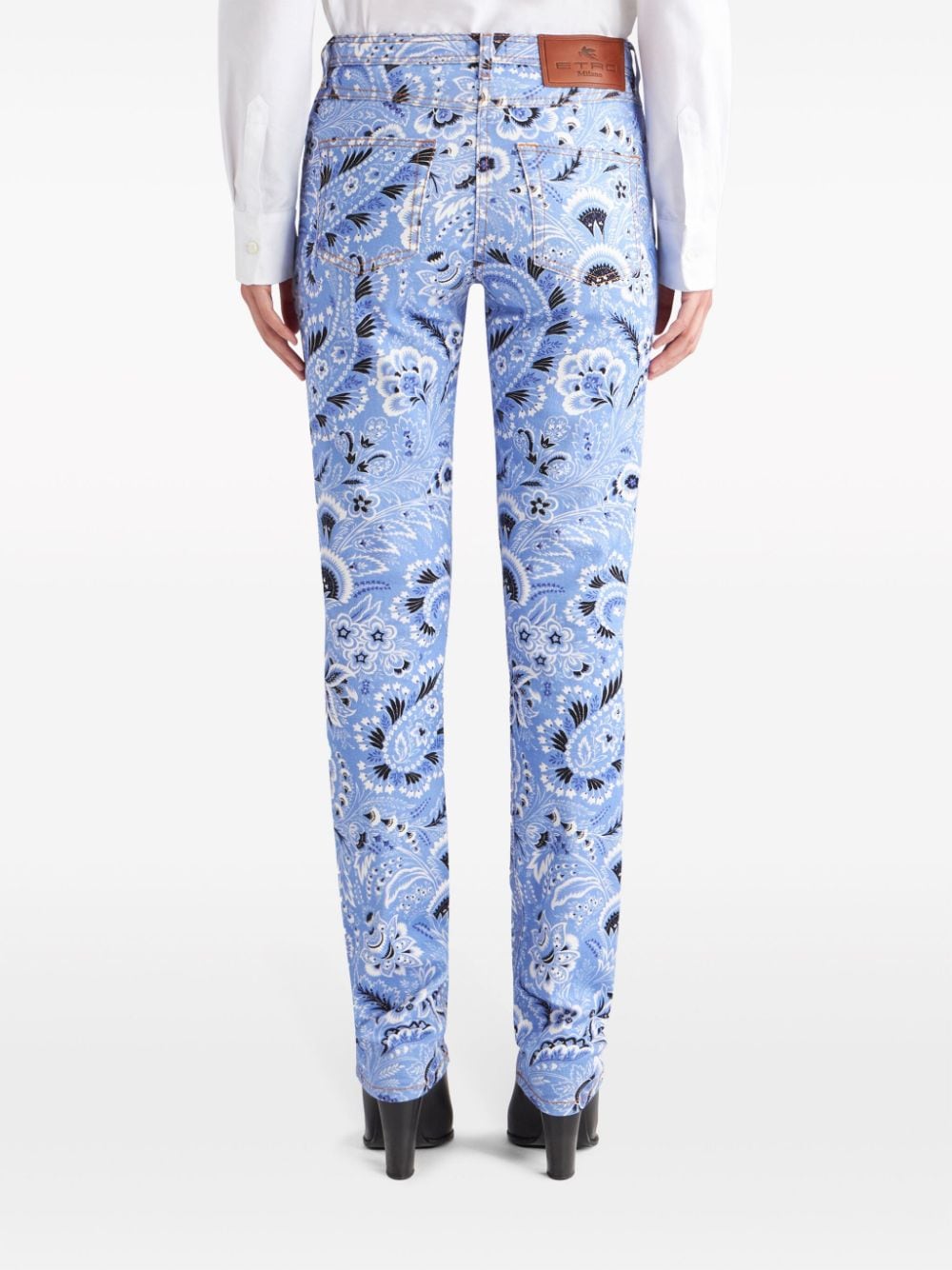 ETRO Printed Denim Bandana Pants - Mid-Rise Skinny Cut