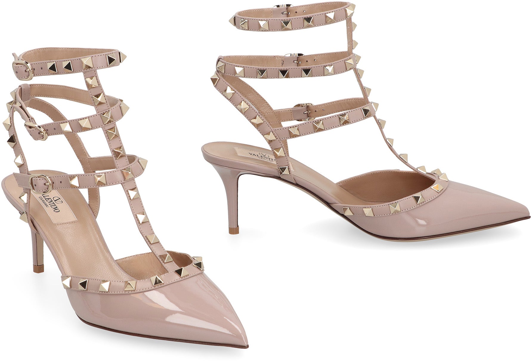 VALENTINO GARAVANI Rockstud Patent Leather Slingback Pumps - Pointy Toe
