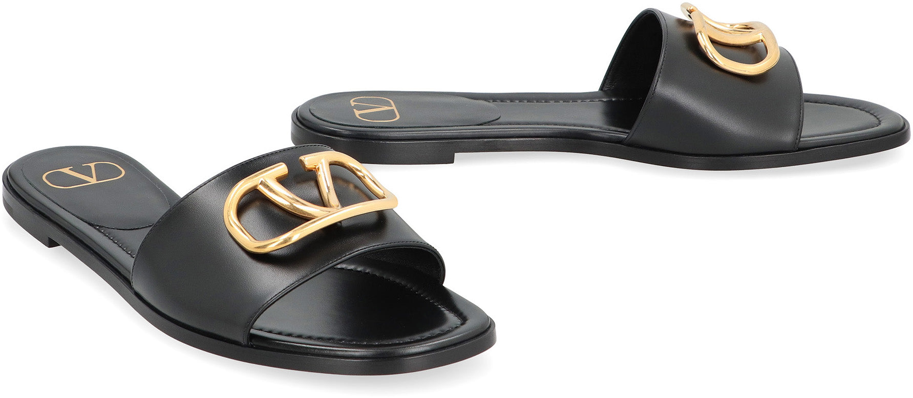 VALENTINO Signature Leather Slide Sandals for Women