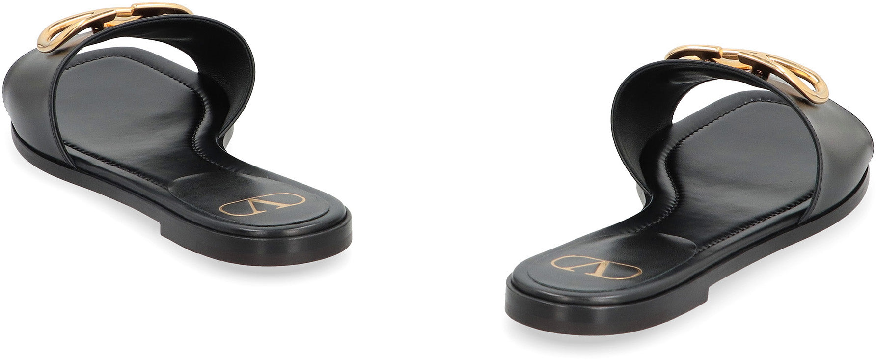 VALENTINO Signature Leather Slide Sandals for Women