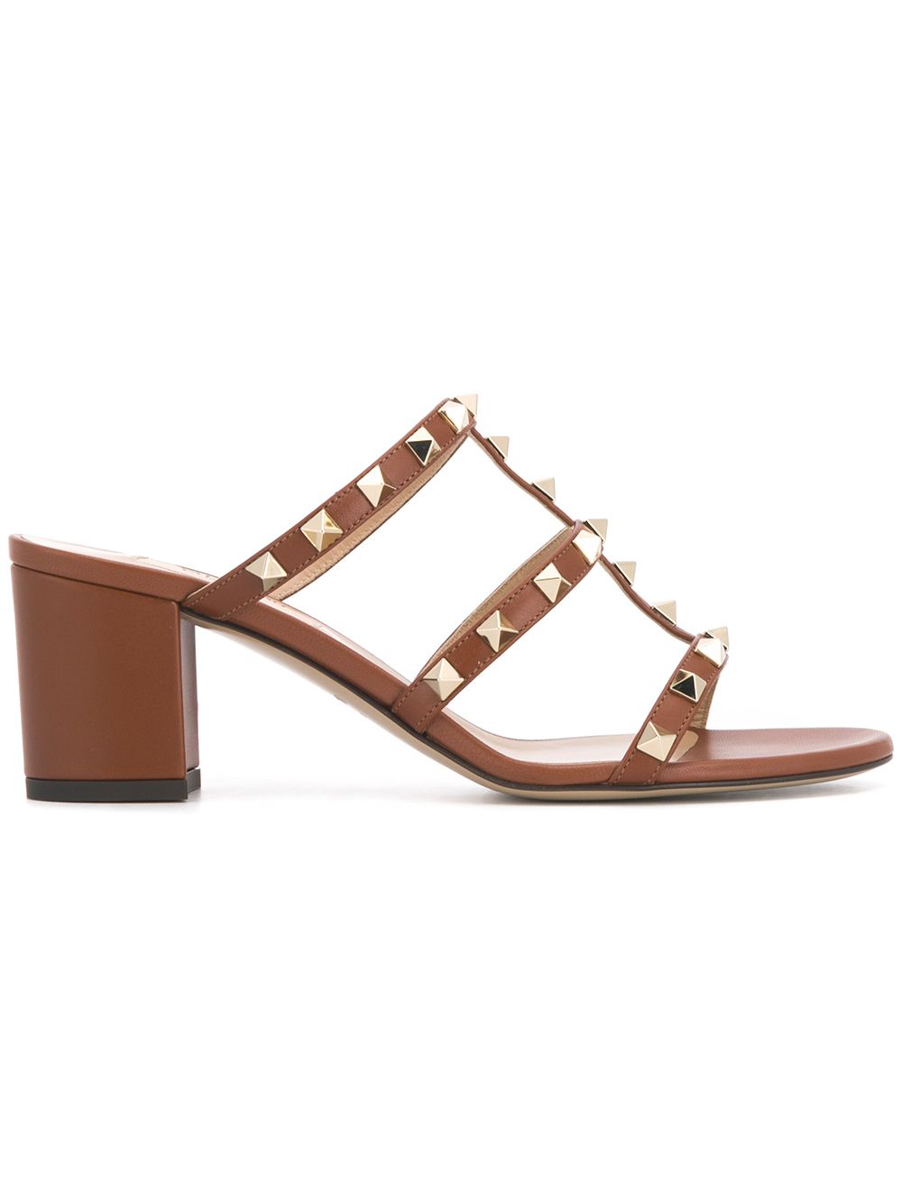 VALENTINO GARAVANI Rockstud Leather Sandals with Mid High Block Heel