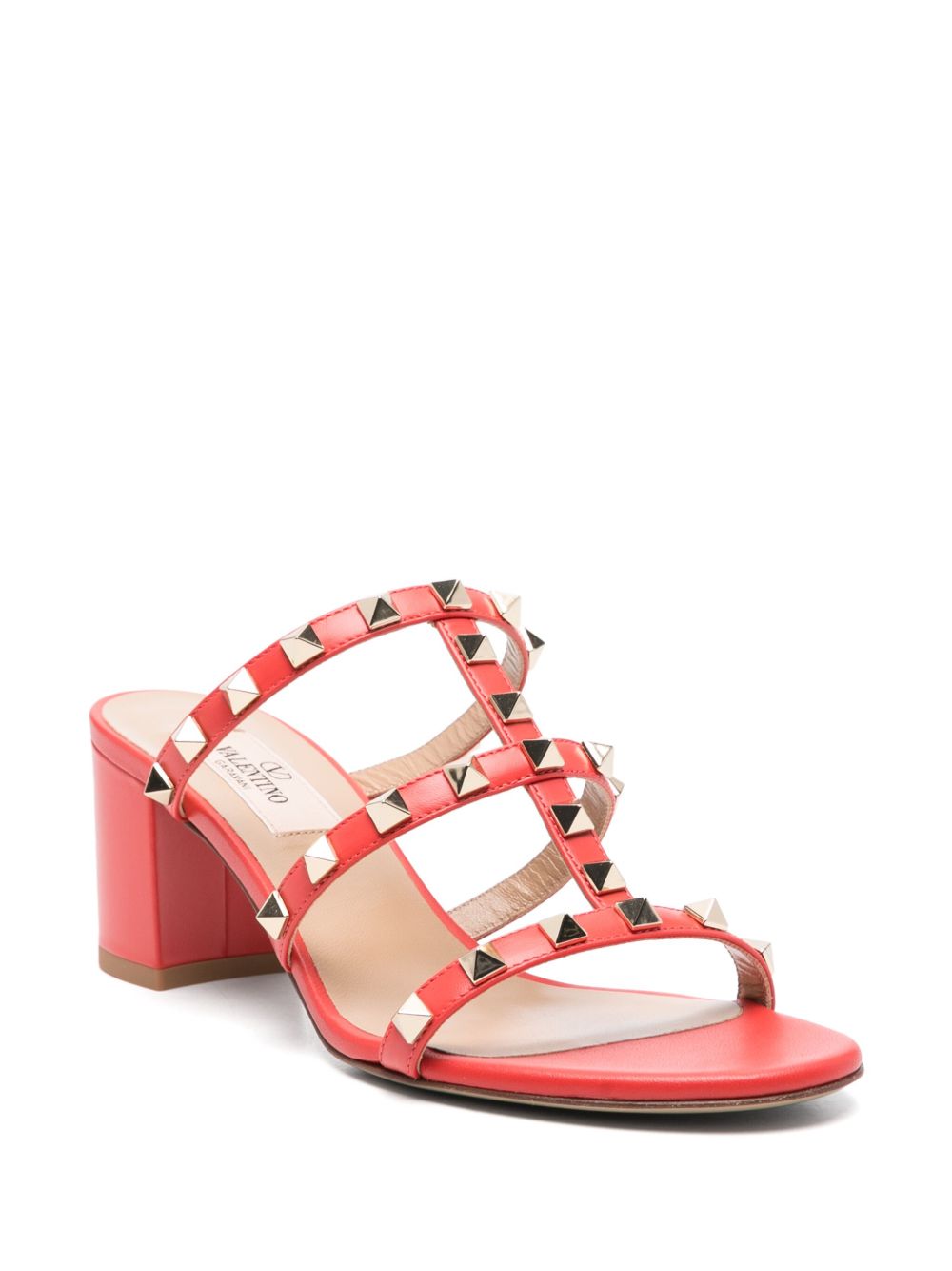 VALENTINO GARAVANI Rockstud Mini Leather Sandals with Mid Block Heel