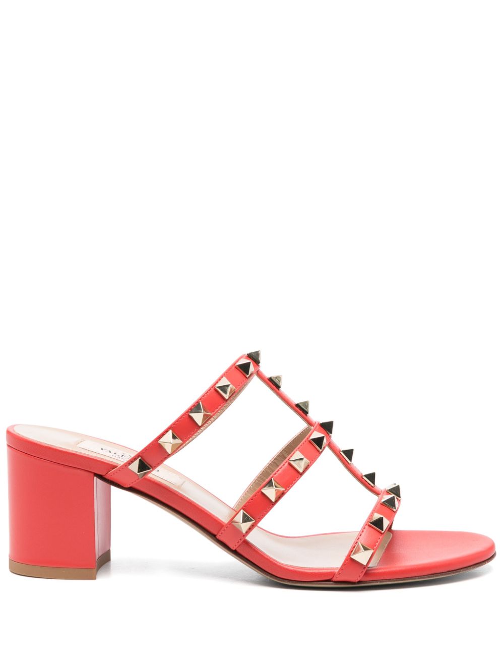 VALENTINO GARAVANI Rockstud Mini Leather Sandals with Mid Block Heel
