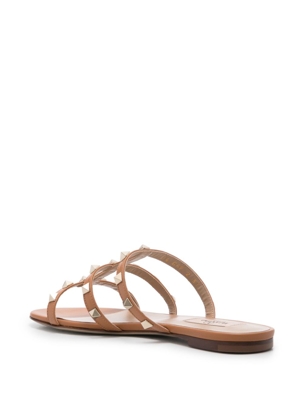 VALENTINO GARAVANI Rockstud Cage Design Leather Flat Sandals for Women