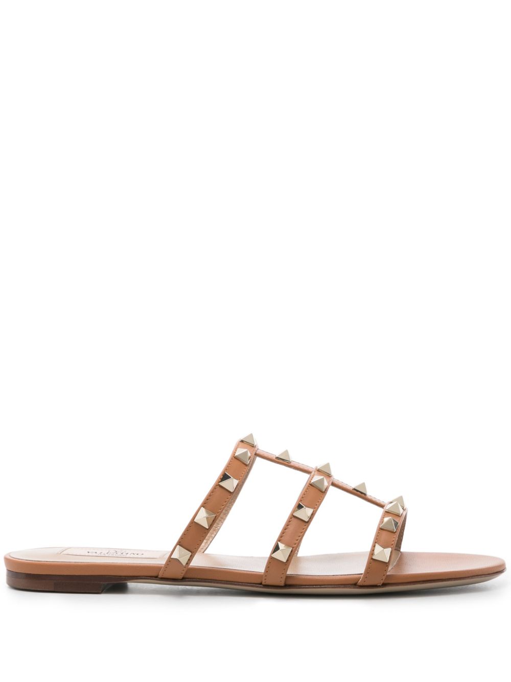 VALENTINO GARAVANI Rockstud Cage Design Leather Flat Sandals for Women