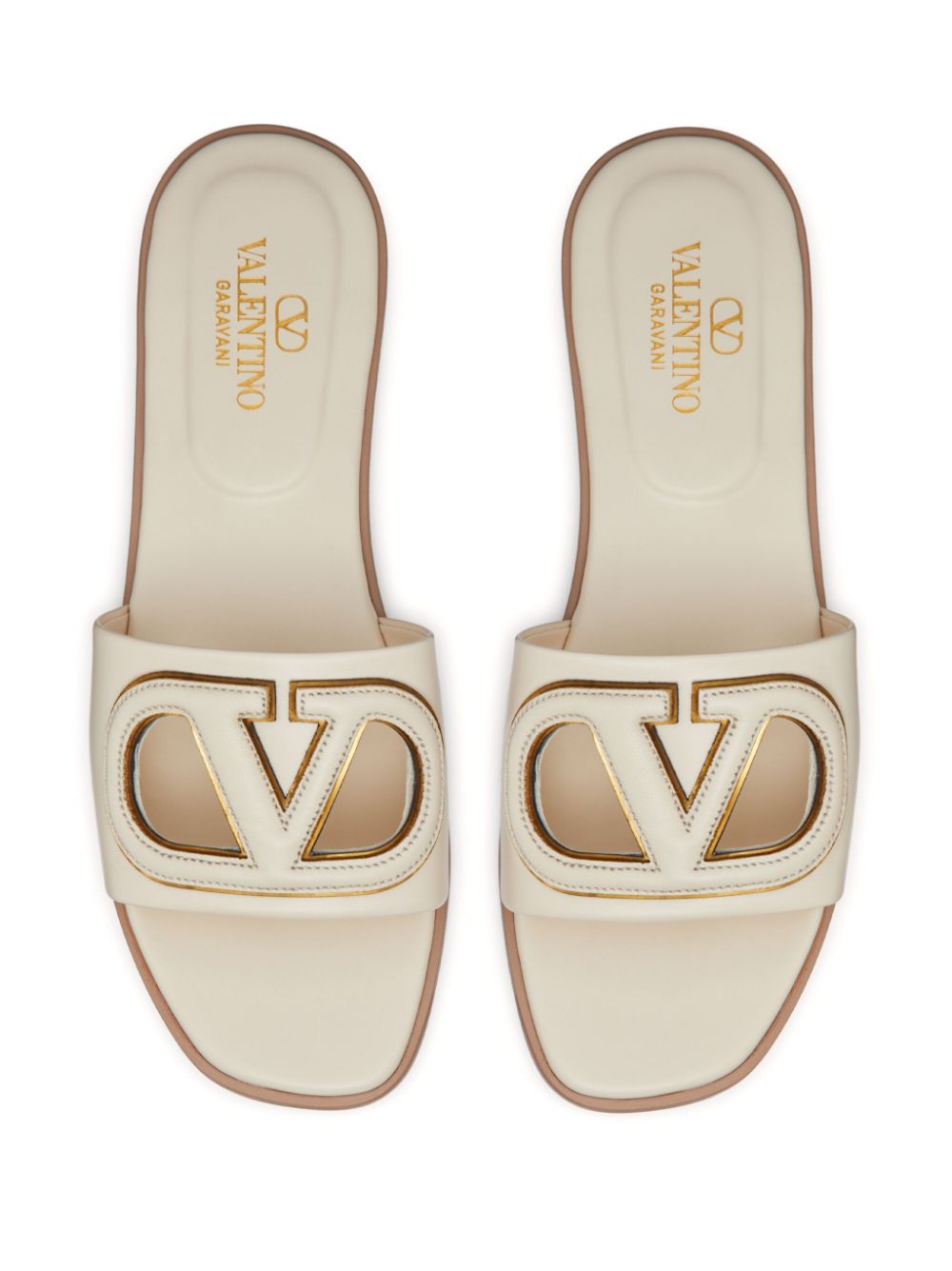 VALENTINO GARAVANI Vlogo Cut-Out Leather Sandals - Women's Slip-On Style