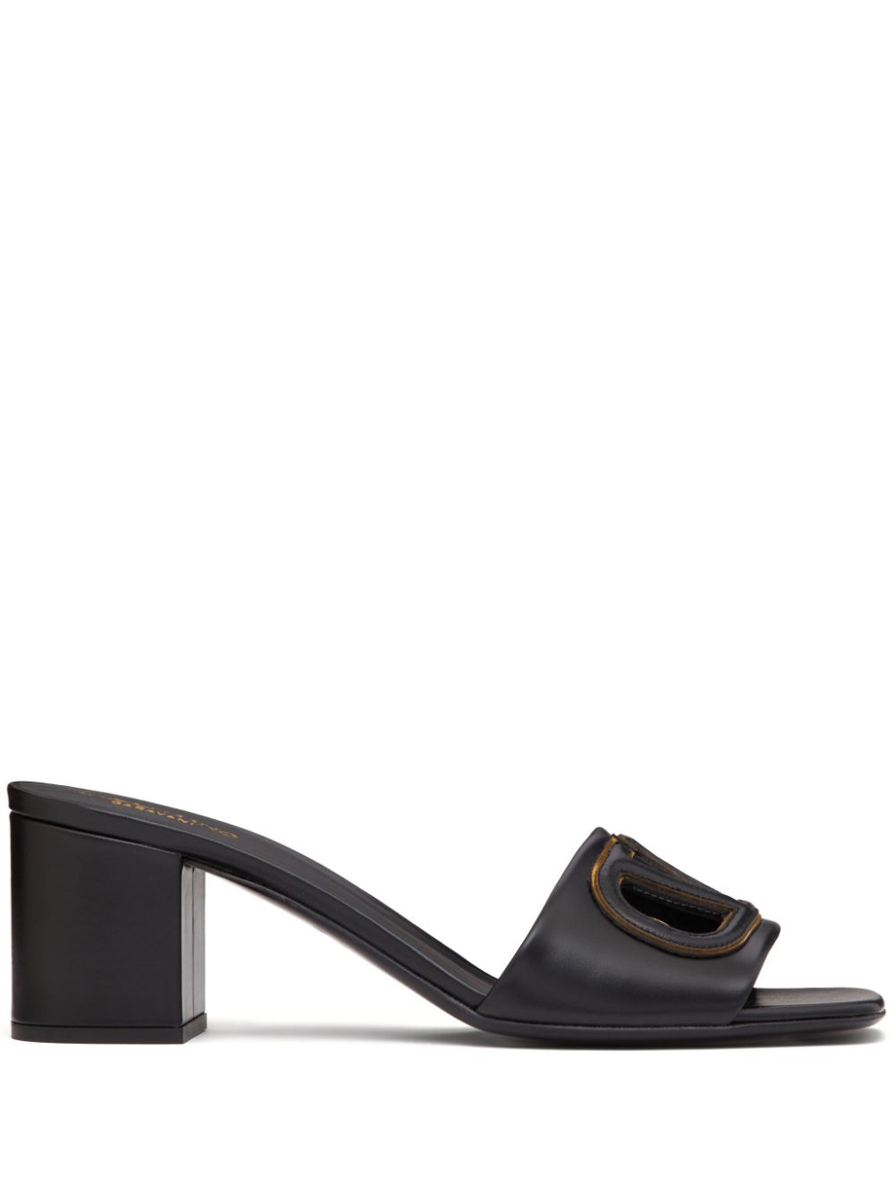 VALENTINO GARAVANI Cut-Out Leather Slip-On Sandals with High Block Heel