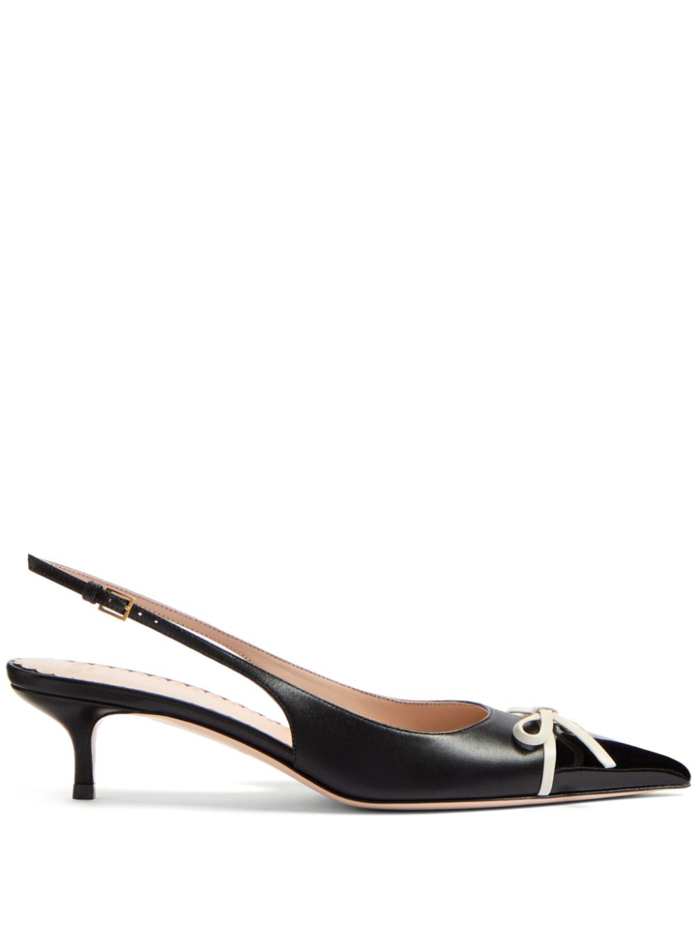 VALENTINO GARAVANI Leather Slingback Pumps with Ankle Strap and Bow Detailing
