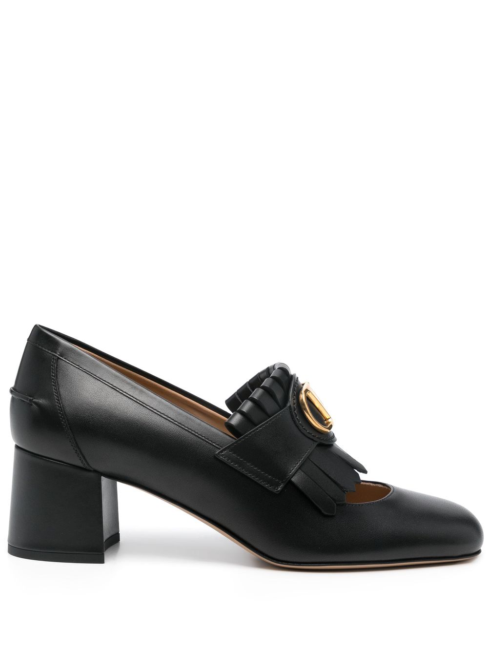 VALENTINO GARAVANI Signature Leather Loafers with Fringe Detailing