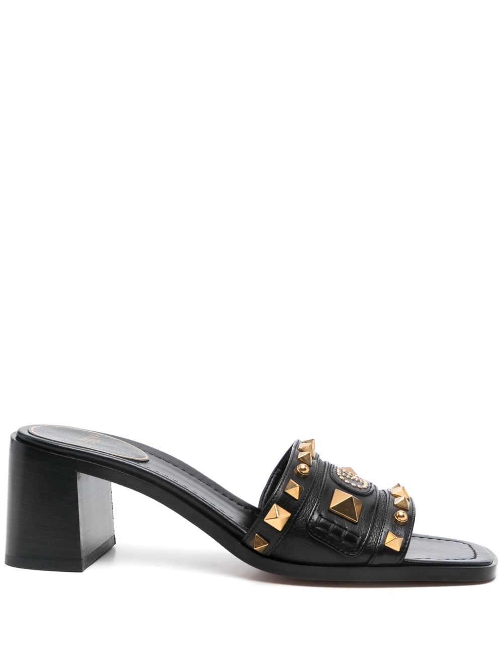 VALENTINO GARAVANI Flat Leather Sandals with Mid Block Heel