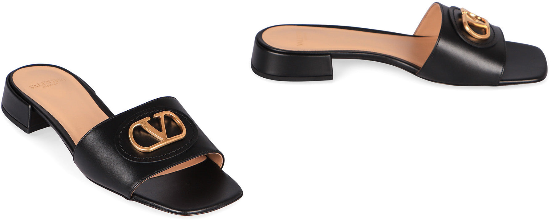 VALENTINO GARAVANI Vlogo Leather Sandals - Square Toe