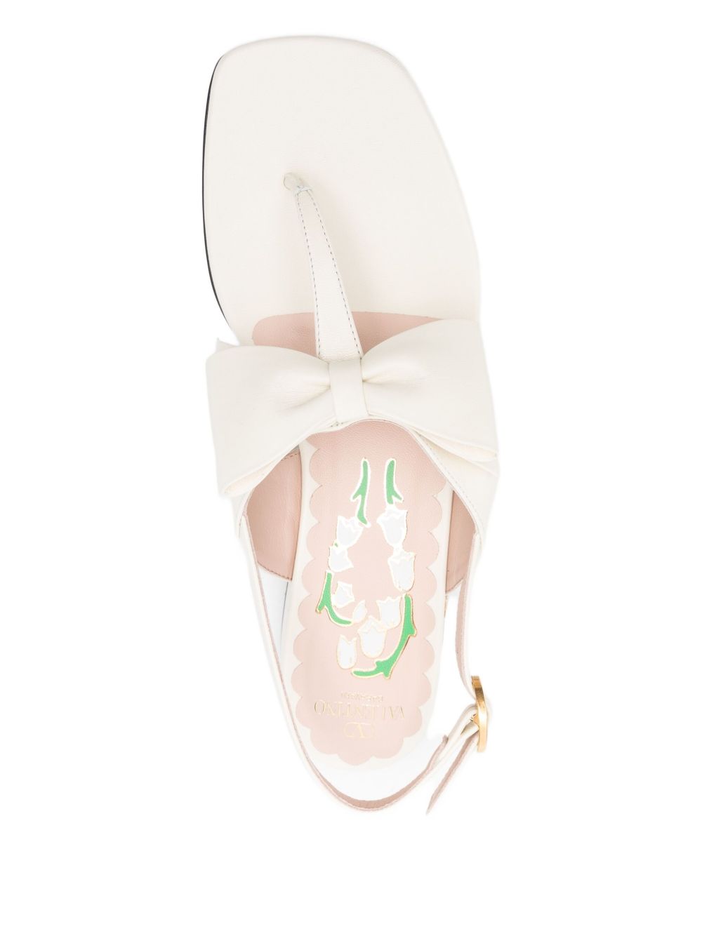 VALENTINO GARAVANI Elegant Bow Detail Leather Thong Sandals