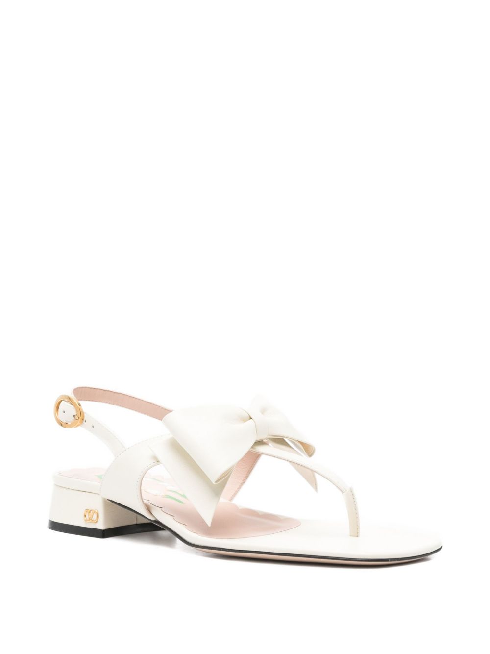 VALENTINO GARAVANI Elegant Bow Detail Leather Thong Sandals