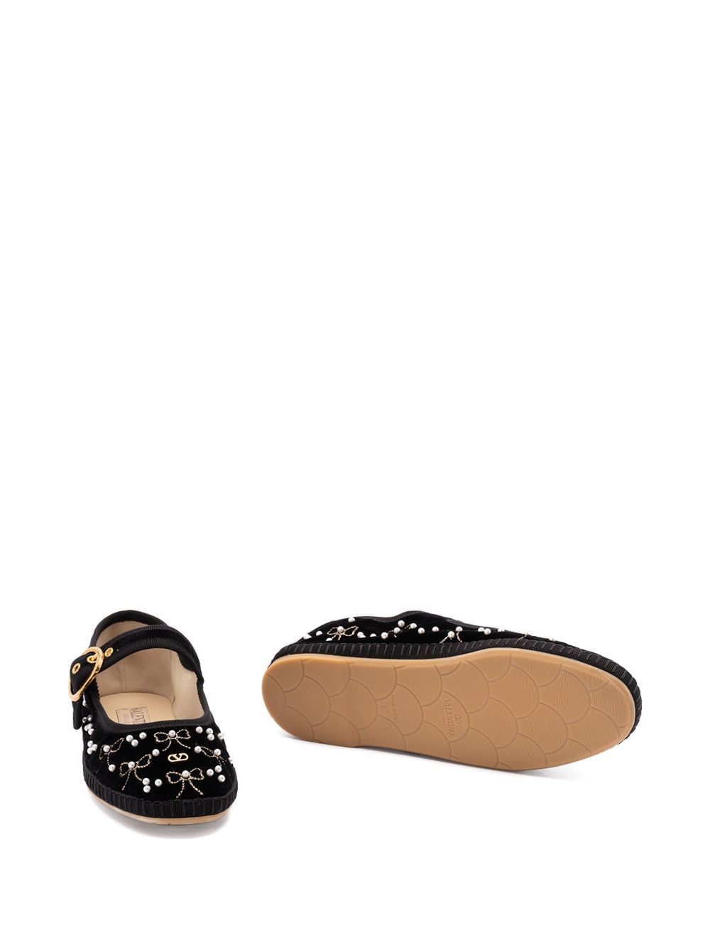 VALENTINO GARAVANI Embroidered Velvet Ballet Flats