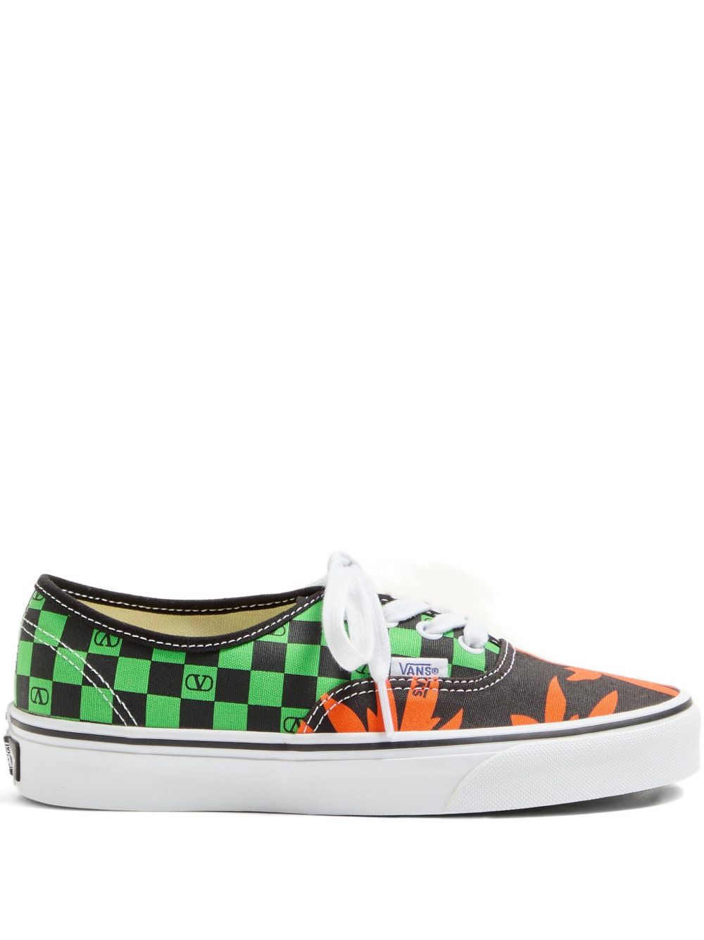 VALENTINO GARAVANI X VANS Checkerboard Pattern Tropical Leaf Print Low-Top Sneakers for Women - Size Range Available