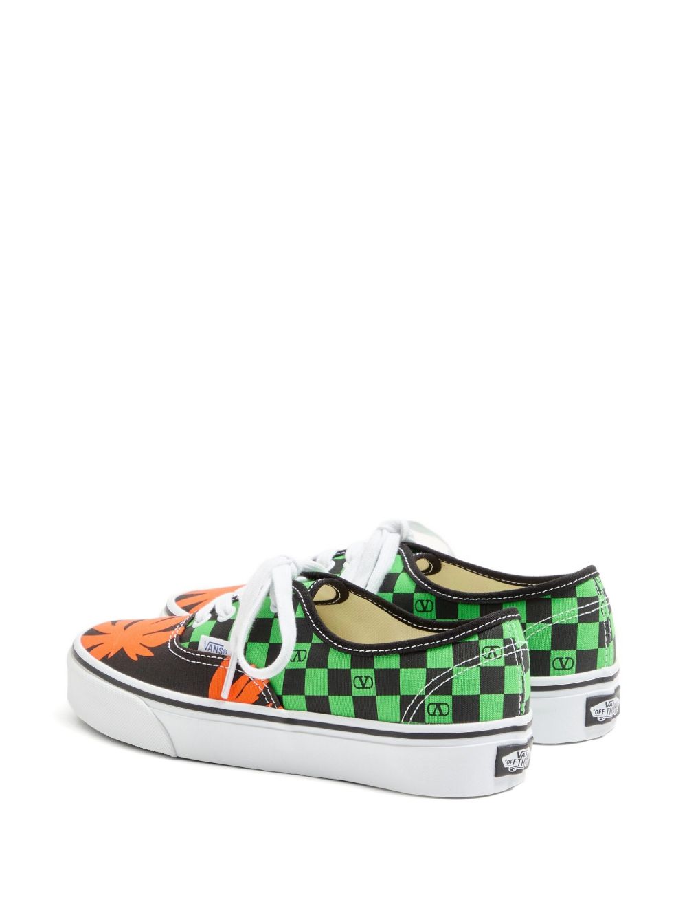 VALENTINO GARAVANI X VANS Checkerboard Pattern Tropical Leaf Print Low-Top Sneakers for Women - Size Range Available