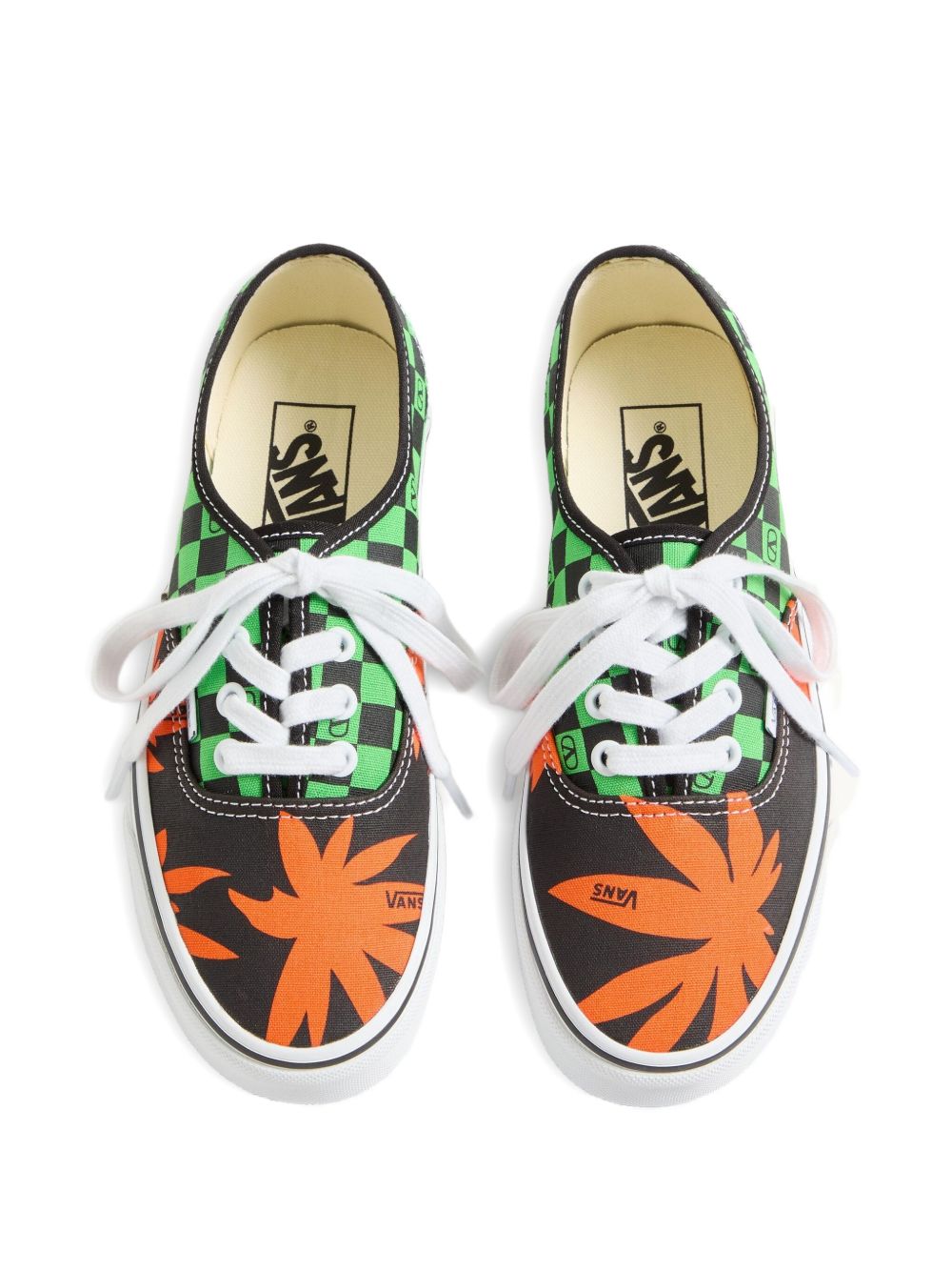 VALENTINO GARAVANI X VANS Checkerboard Pattern Tropical Leaf Print Low-Top Sneakers for Women - Size Range Available