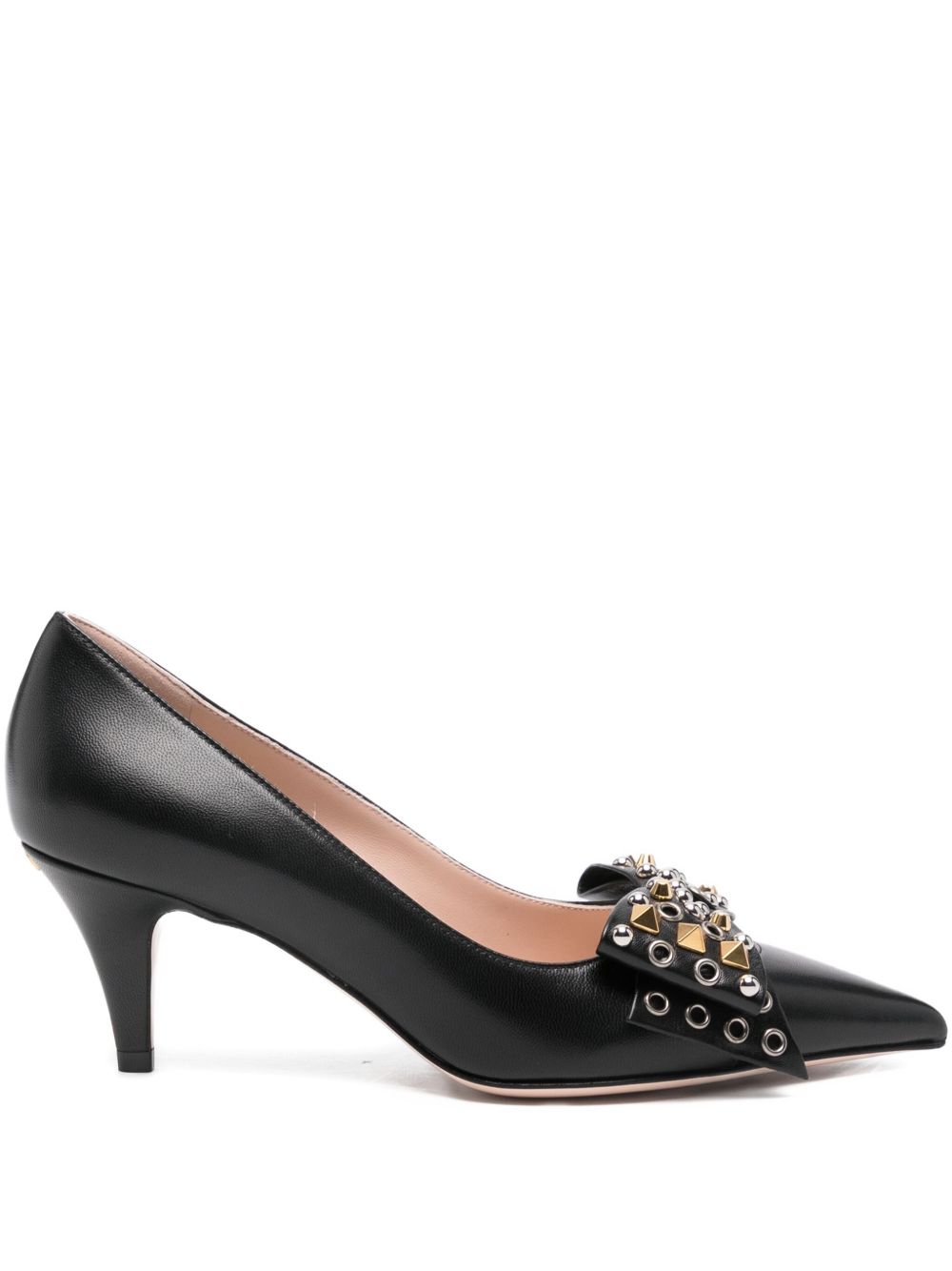 VALENTINO GARAVANI Elegant Bow Detail Leather Pumps - Kitten Heel