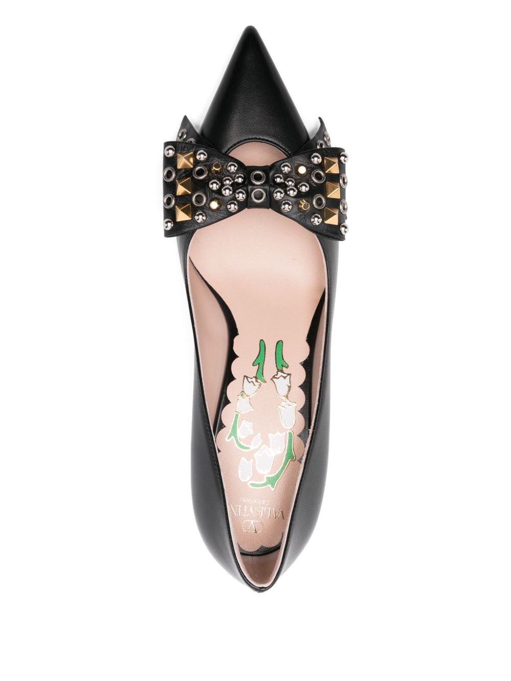 VALENTINO GARAVANI Elegant Bow Detail Leather Pumps - Kitten Heel