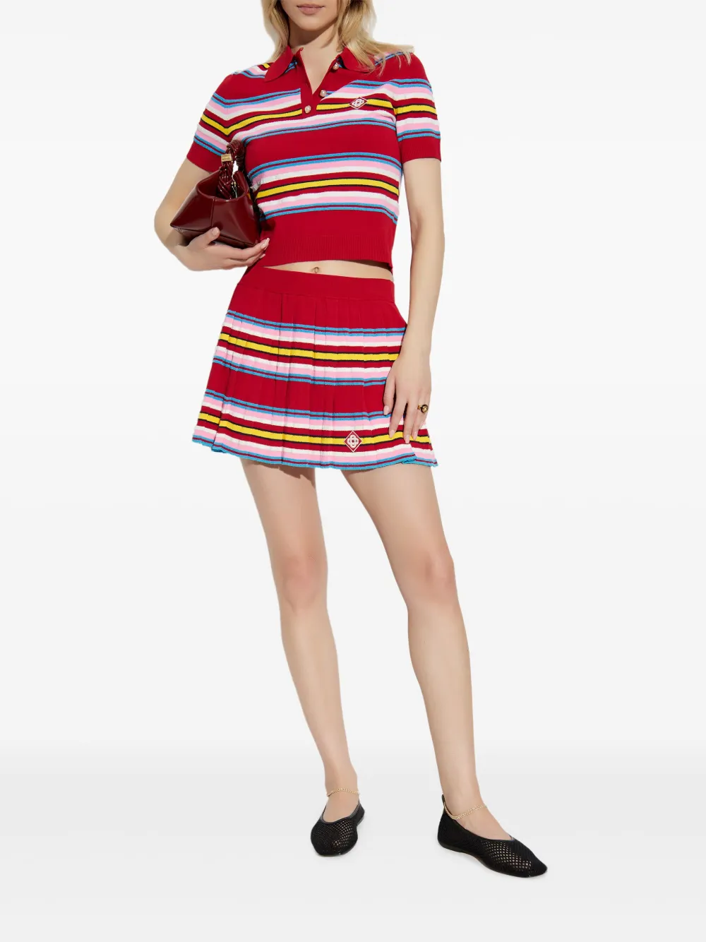 CASABLANCA Chic Striped Pleated Mini Skirt