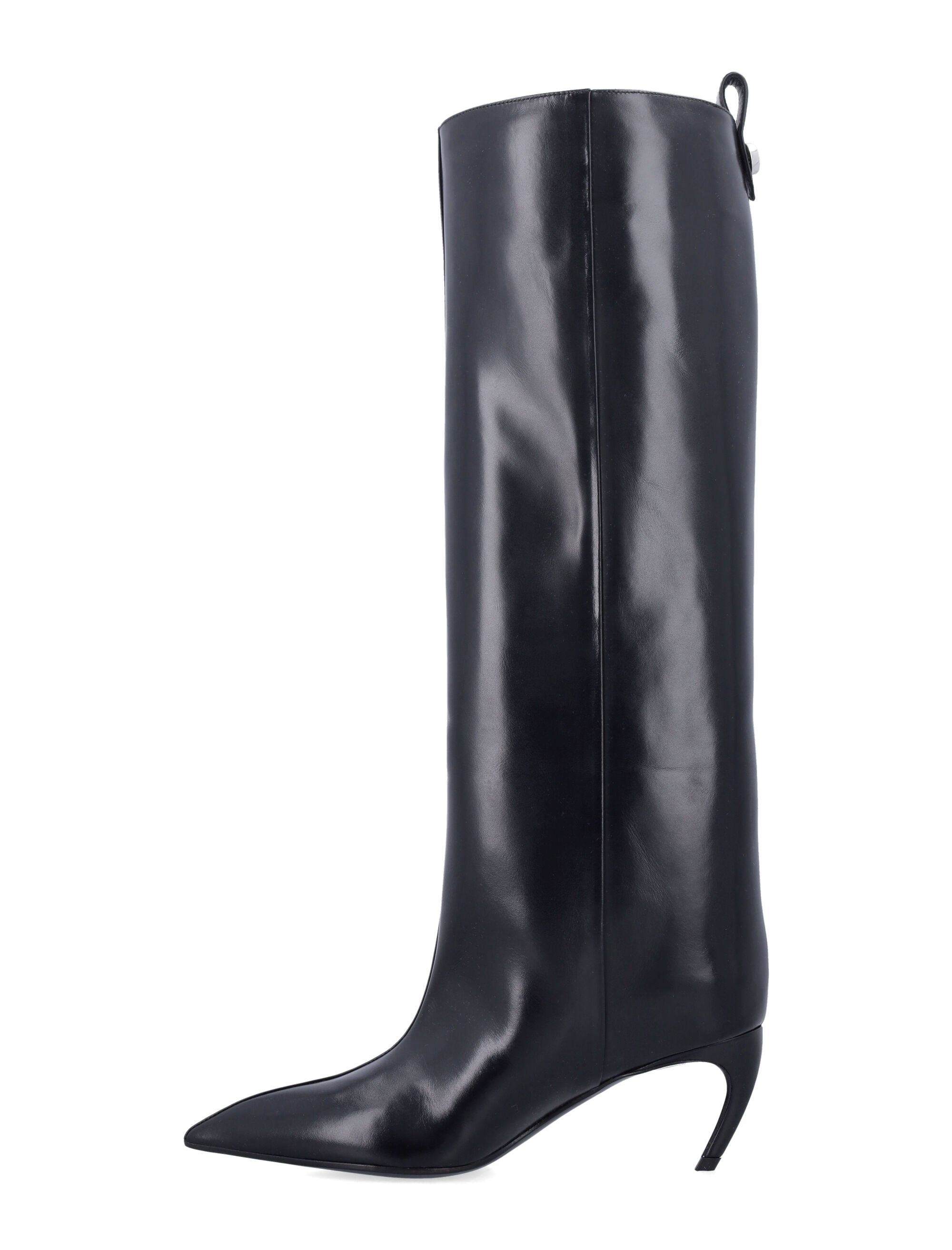 THE ATTICO Pointed Toe Slip-On Boots with Curved Heel - 6.5 cm