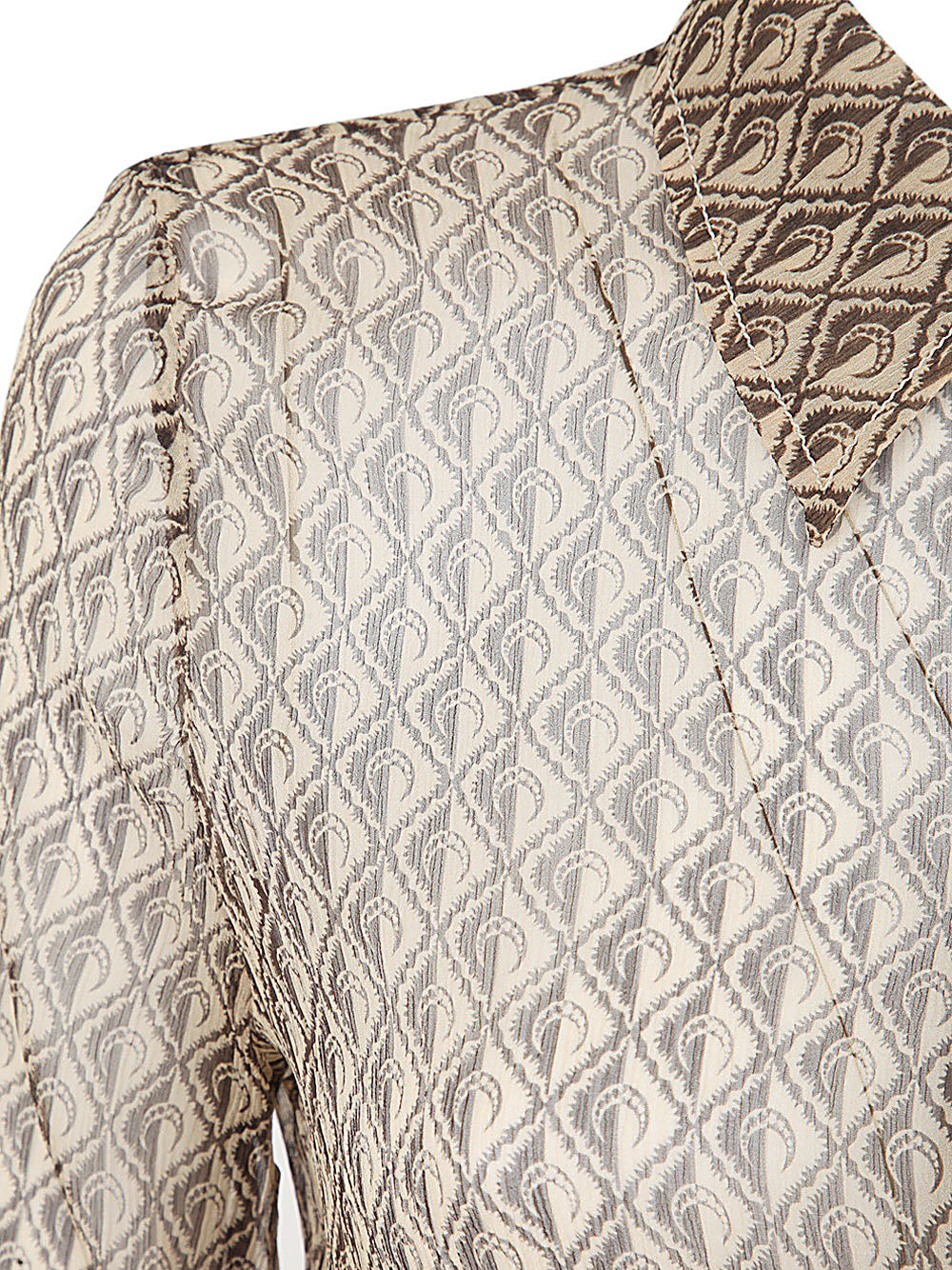 MARINE SERRE Silk Crepon Button-Up Blouse