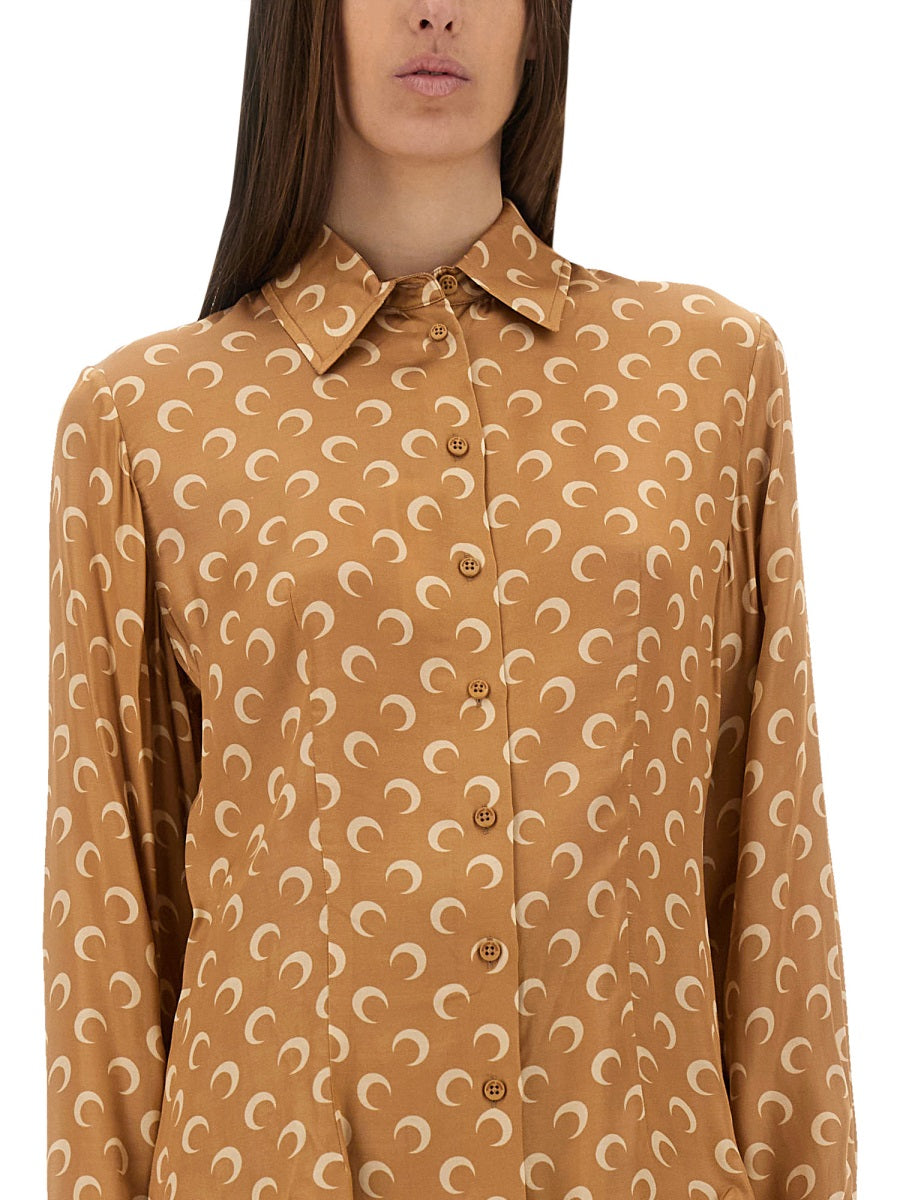 MARINE SERRE Relaxed Fit Satin Shirt - Size 36