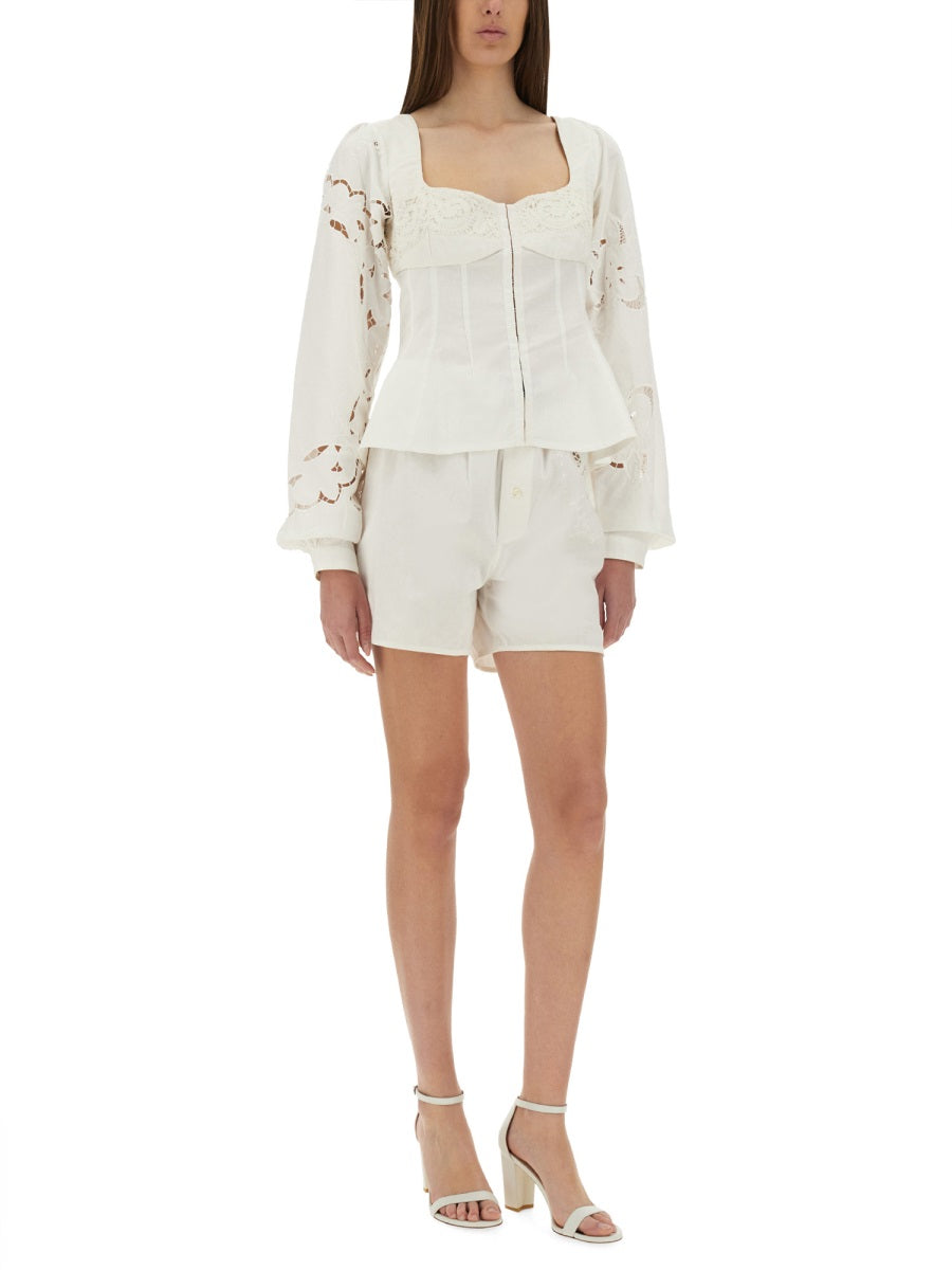 MARINE SERRE Unique Upcycled Linen Top - Fitted Cut, Size 36