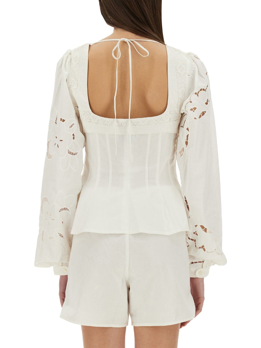 MARINE SERRE Unique Upcycled Linen Top - Fitted Cut, Size 36