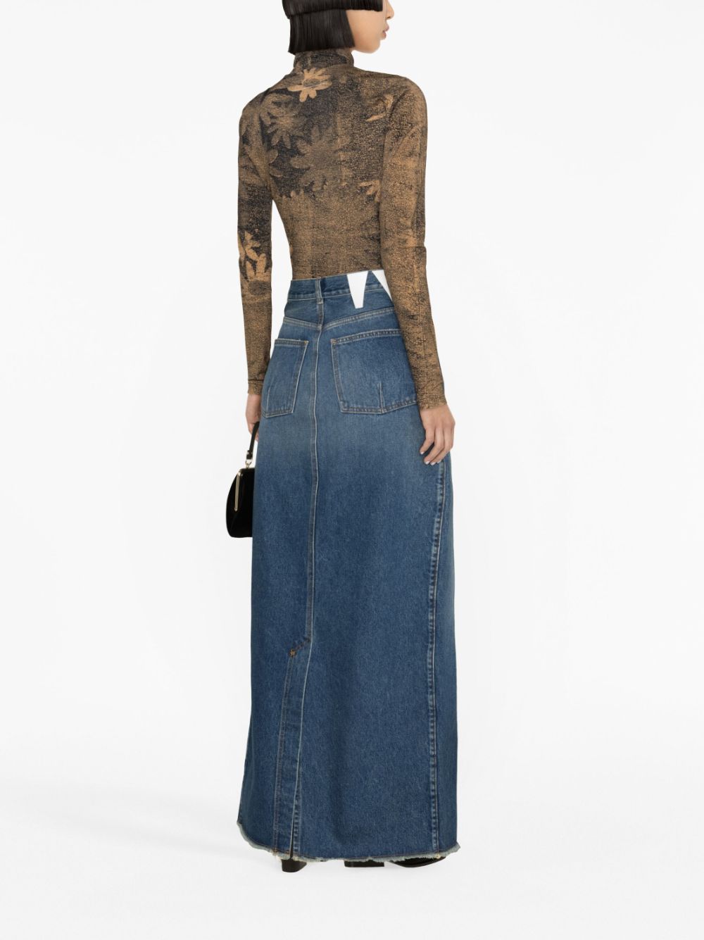 DARKPARK Mid-Rise Denim Maxi Skirt with Slit Details