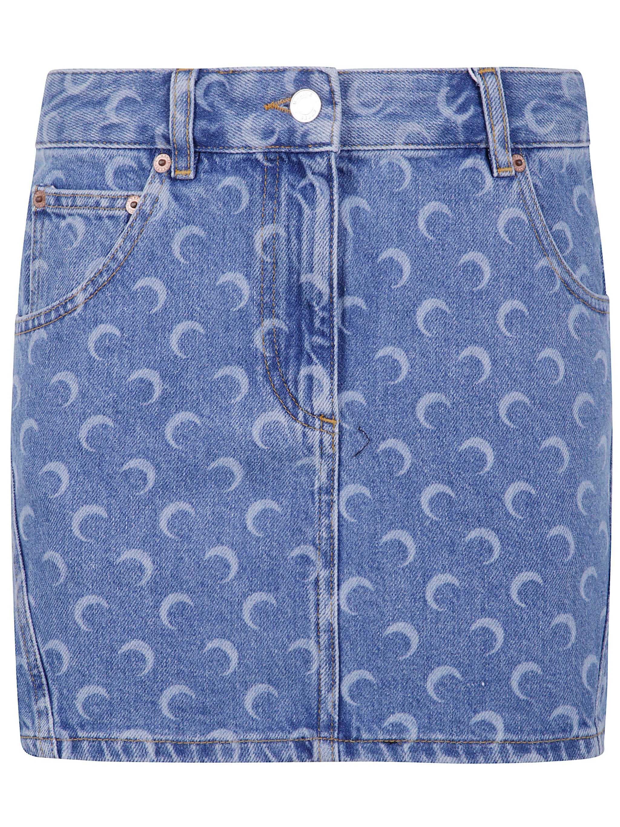 MARINE SERRE Women's Laser Wash Denim Mini Skirt