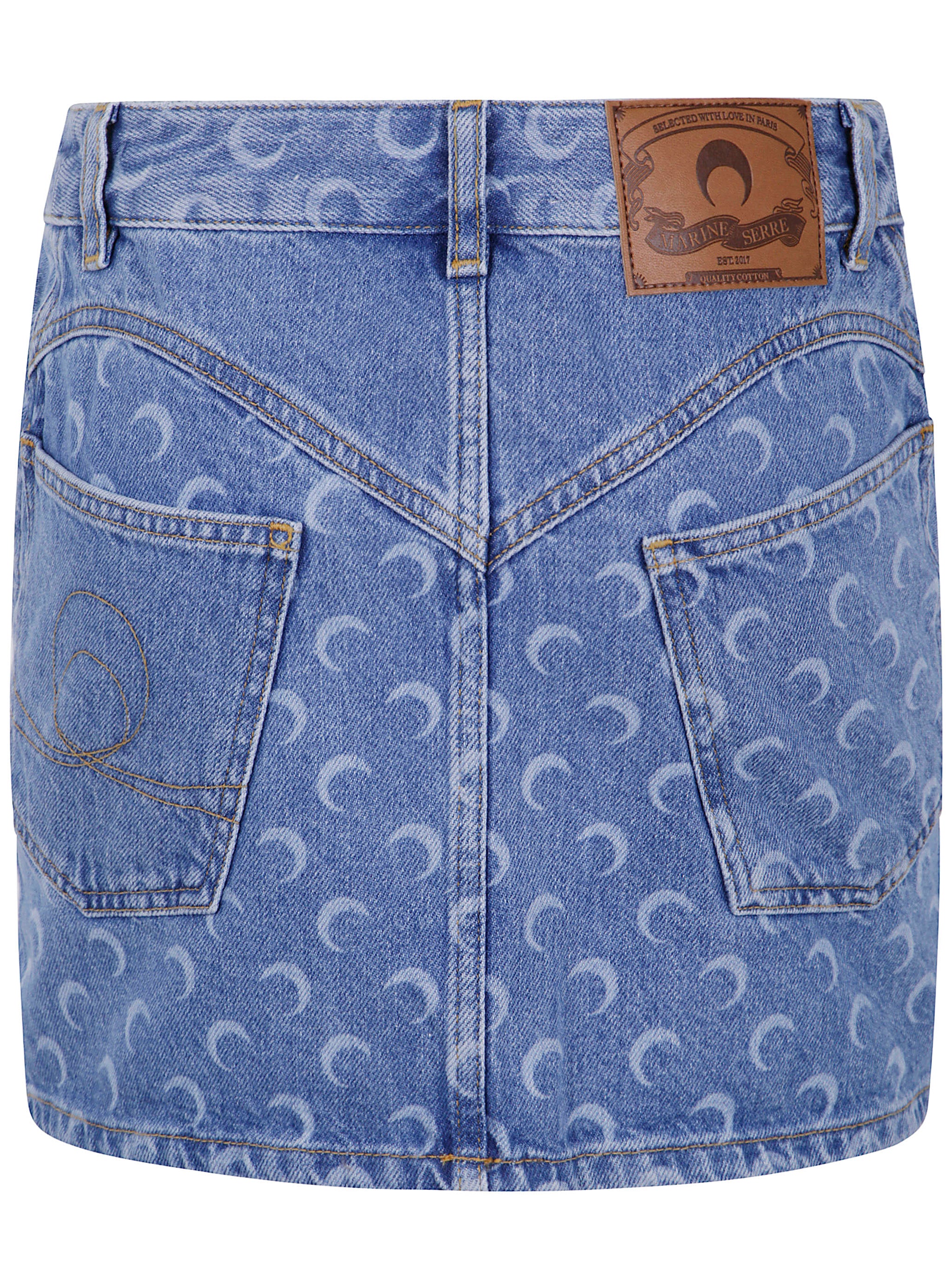 MARINE SERRE Women's Laser Wash Denim Mini Skirt